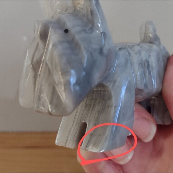 Vintage Carved Gray Onyx Stone Scottie Scotty Dog Figurine Standing - Picture 7 of 8